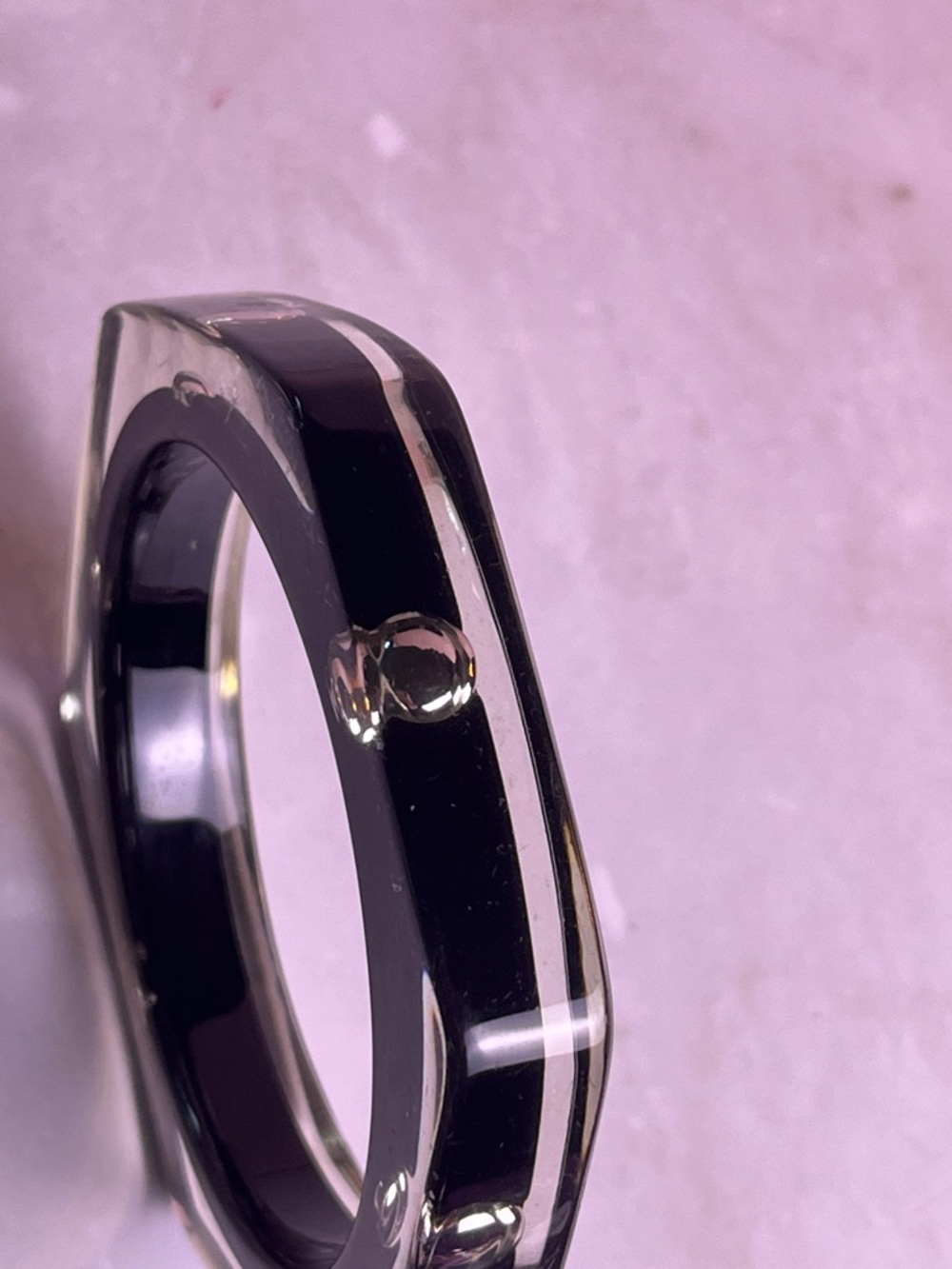 Clear Hexagonal Lucite Bracelet with Black Inner Band - Picture 10 of 11
